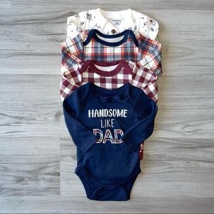 Carters Kyle & Deena Four Long Sleeved holiday Christmas Onesie T-Shirt Tops